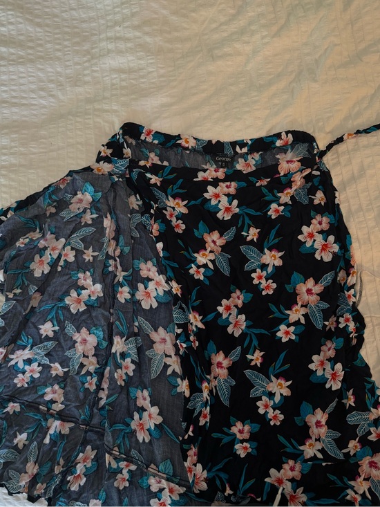 George Dresses & Skirts - Wrap Skirt GEORGE Floral with Teal and Pink Flowers - Tropical Summer Party